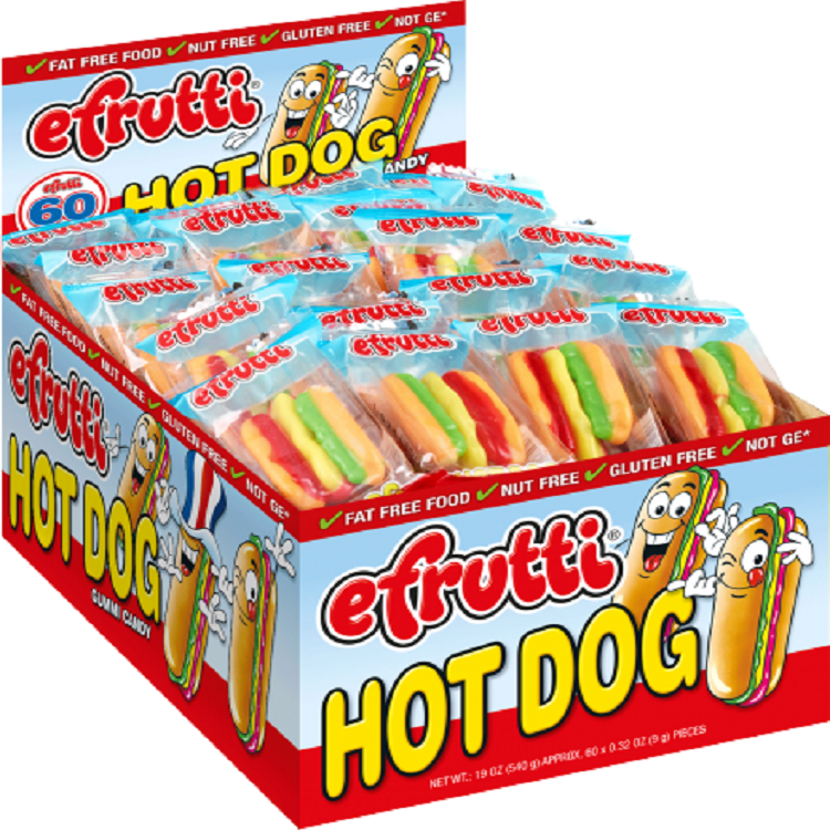 Gummi Hot Dog 60 Count Box Gummy Candy